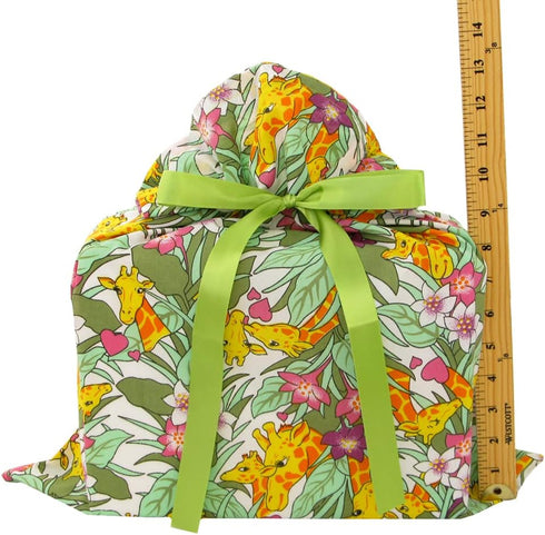 VZWraps Giraffes Reusable Fabric Gift Bag for Baby Shower or Birthday (Medium 17 Inches High by 18 Inches Wide)...