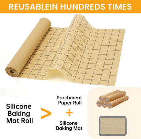 Silicone Baking Mat Roll - Heat Resistant Baking Macaron Bread Mat, Non-stick Pastry Mat, Reusable Dough Rolling Mat, Non Slip Countertop Protecto...