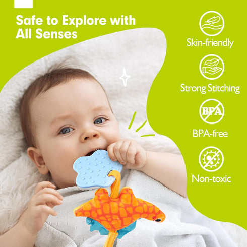 hahaland Car Seat Toys for Babies 0-6 Months Boy - Baby Toys 0-6 Months - Rattle, Mirror, Crinkle, Squeaky, Developmental Carseat Stroller Travel ...