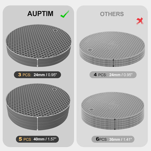 Ultra Thick 8mm Silicone Trivets for Hot Dishes Pots and Pans, Silicone Trivet Mat Hot Plates to Protect Table, Silicone Hot Pads for Kitchen Coun...