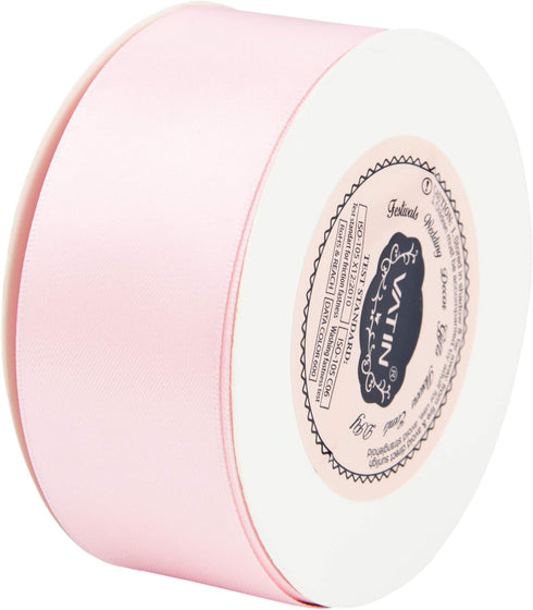 VATIN Double Face Light Pink Satin Ribbon 1-1/2" Continuous 25 Yards,Pink Polyester Fabric Ribbon use for Bows Bouquet, Gift Wrapping, Floral Arra...