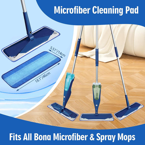 4 Pack Microfiber Cleaning Pads Compatible with All Bona Mops, Safe for Hardwood and Hard-Surface Floors,Washable, Reusable...