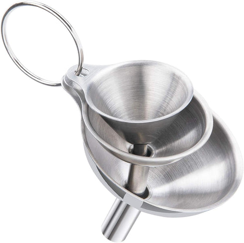 3pcs Small Kitchen Funnels for Filling Bottles, Food Grade Metal Funnels for Kitchen Use, Stainless Steel Funnel for Essential Oil Spices Liquid...