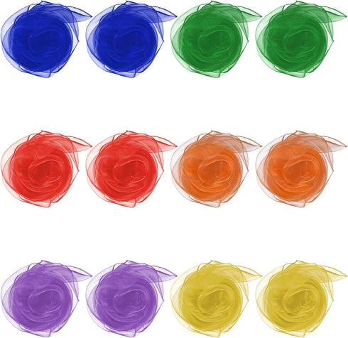 12 PCS Juggling Scarves Sensory Toy 6 Colors 60 x 60 cm Belly Dance Scarves Baby Toddler Kids Scarves (12)...