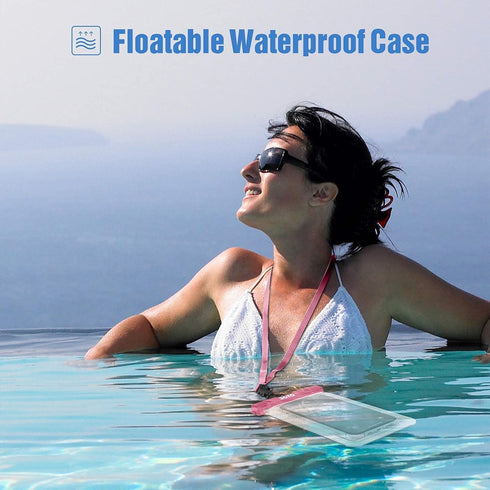 JOTO IPX8 Floating Waterproof Phone Holder Pouch, Float Universal Waterproof Case for iPhone 14 13 12 11 Pro Max XS XR 8 7 Galaxy Pixel Up to 7", ...