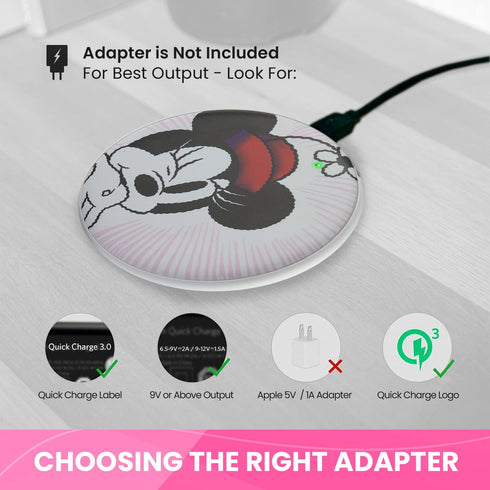 Disney Minnie Mouse Wireless Charging Pad- Wireless Charging Station Universally Compatible with All Qi Enabled Devices- Mickey Mouse Gifts for Ad...