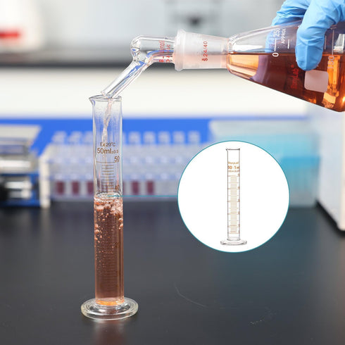 StonyLab 2-Pack 50ml Borosilicate Glass Graduated Cylinder Measuring Cylinder...