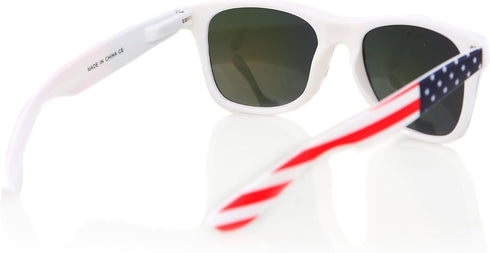 Classic Eyewear Retro 80's American USA Flag 4th of July Frame Sunglasses (White/Ice Blue, 52)...