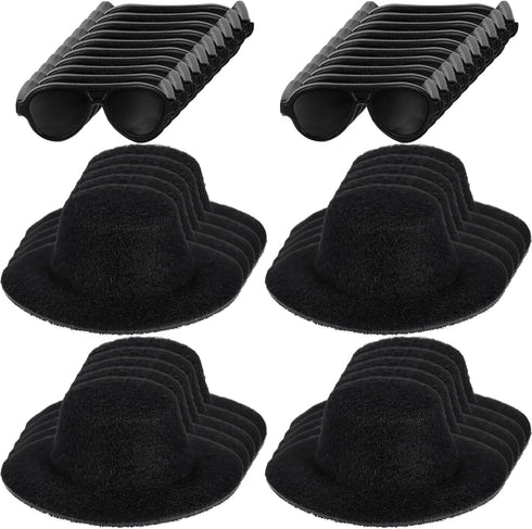 TOYANDONA Doll Glasses Mini Formal Hat Set 20pcs Miniature Doll Hats 20pcs Black Doll Sunglasses Dolls Costume Accessories for Diy Crafts Dollhous...