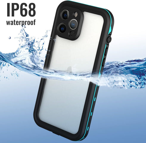 iPhone 13 Pro Max Waterproof Case - IP68 Shockproof Dustproof Full Protection with Lanyard (Teal)...