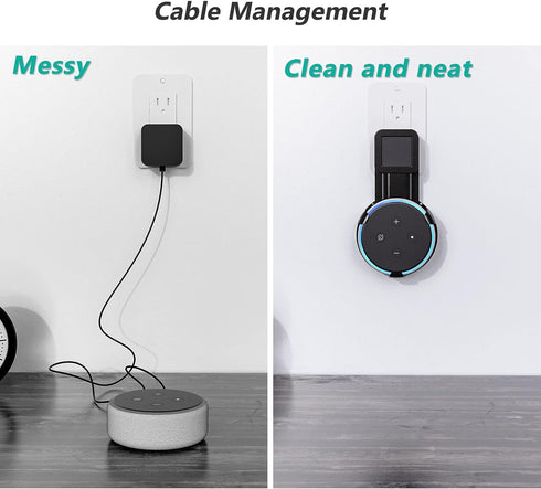 WALI Outlet Wall Mount, Holder Stand for Echo Dot 3rd Gen, Smart Home Speakers Plug Mount for Alexa with Cable Management, (AMM002-B), 1 Pack, Bla...