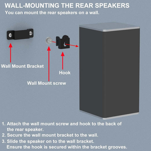 JINGer Universal Speaker Wall Mount for Sony, Vizio, Samsung, Roku, and More Sound Speakers, Speaker Brackets for Rear Satellite Speakers or Sound...