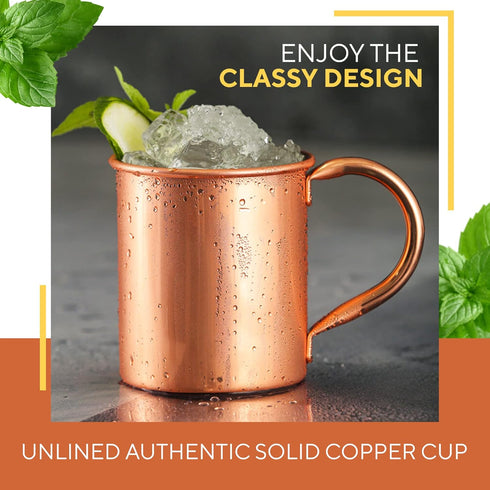 Moscow Mule Copper Mug by Solid Copper - Authentic Moscow Mule Mugs Unlined 16 oz...