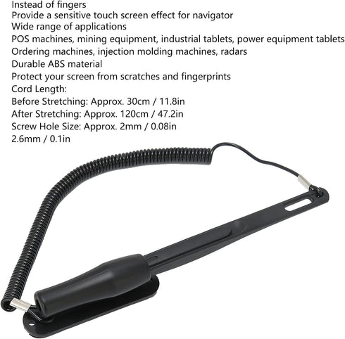 Resistive Touchscreen Pen Car Navigator Touch Stylus Painting Pen Proof Touchscreen Stylus with Spring Rope Fixing Base for Electronic...
