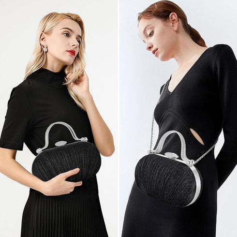 YYW Rhinestone Clutch Purses For Women Evening Handbag Pleated Glitter Bag for Wedding Party...