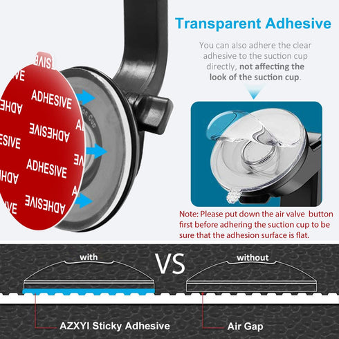 AZXYI Very High Bond Sticky Adhesive, 6 Pack Dashboard Pad Mounting Disk Adhesive Replacement Kit, Double-Sided Stickers for Suction Cup Dashboard...