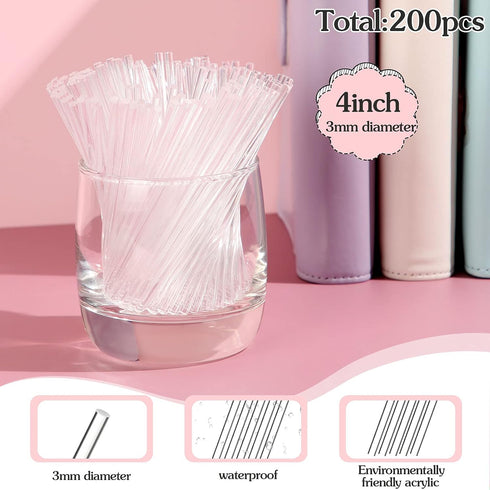 Zopeal 200 Pieces Acrylic Lollipop Sticks Cake Pops Candy Treat Sticks for Wedding Halloween Christmas Candy Cake Pops Toppers Chocolate Cookie De...