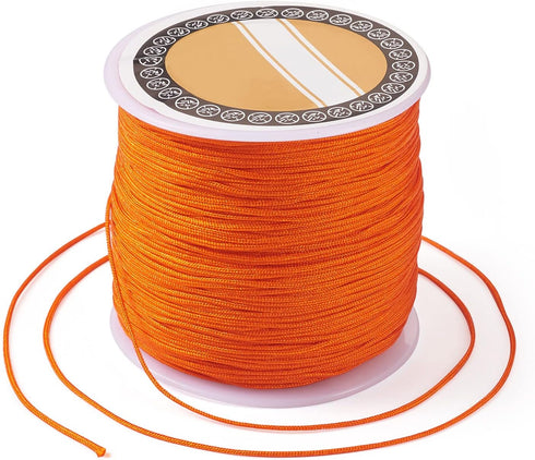 Cheriswelry 100M 0.8mm Nylon Beading Cord Dark Orange Chinese Knotting Rattail Macrame Thread String Roll for Jewelry Making Kumihimo Wrapping Sup...