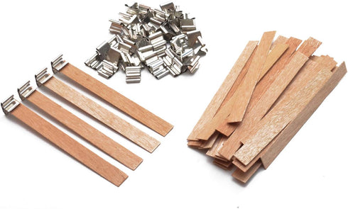 Wooden Candle Wicks,50 Sets 5-Inch Smokeless Natural Candle Core with Metal Base for DIY Candle Making Craft (5.1" x 0.5" x 0.2")...