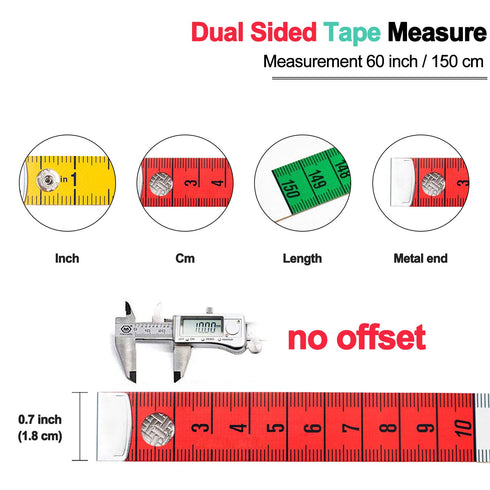 Tape Measure Measuring Tape for Body Fabric Sewing Tailor Cloth Knitting Home Craft Measurements,60-inch/150-cm Soft Multicolor Tape Measure Body ...