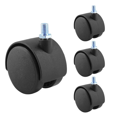 4Pcs 2 Inch Plastic Caster Wheel, Black M8 x 13mm(Around 5/16"x 1/2") Swivel Stem Caster Wheel Workbench Caster for Cart, Furniture Wheels...