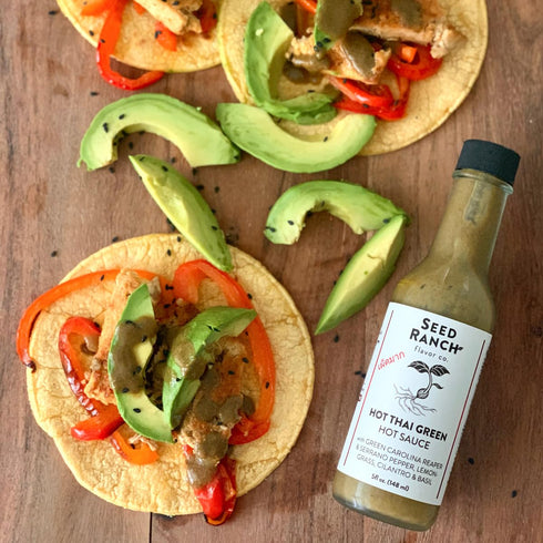 Seed Ranch Hot Thai Sauce, 5 Fl Oz - Spicy Heat - Green Carolina Reaper Pepper, Organic Gourmet Hot Sauce - Vegan, Non-GMO, Gluten-Free - Proteins...