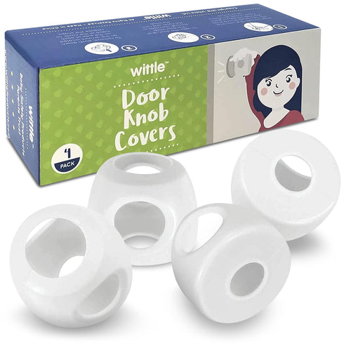 4-Pack Childproof Door Knob Covers - Easy to Install Child Safety Door Knob Cover with No Tools Needed - Reusable, White Baby Proof Door Knob Cove...