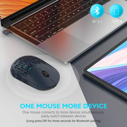 Type C Wireless Mouse, Dual Mode Rechargeable Silent Bluetooth Mice with 2.4G Type C Receiver for Laptop, iMac, Chromebook,MacBook pro/air and All...