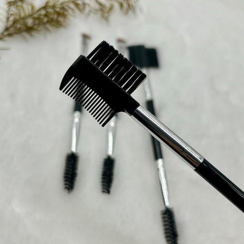 4-Piece Eyebrow Tool Set, 2 pieces Eyelash Separator Brow Comb & Lash Spoolie, 2 pieces angled eye brow brush & spoolie brush, Protectional Eye Ma...