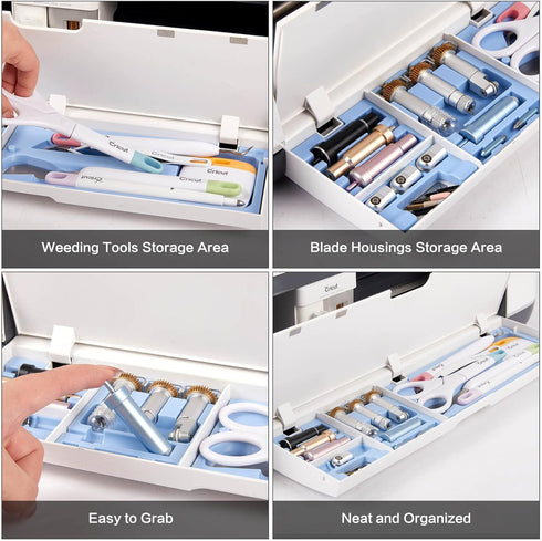 Tool Storage Insert Compatible with Cricut Maker 3 & Maker, Drawer Weeding Tools Kit Tray, Blades Housing Accessories Organizer(Blue, Blades Housi...