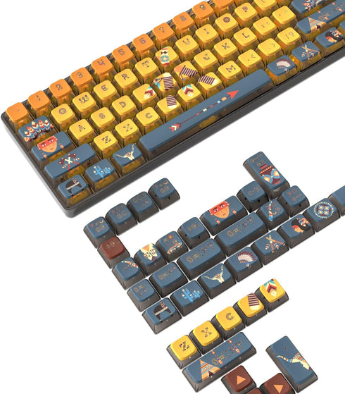 120 Key PBT Pudding Keycap Set ASA Profile with Transluscent PC Layer Dye-Sub Aboriginal Theme for 61/68/84/87/100/104Key TKL Cherry MX Gateron Ka...