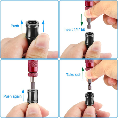 6PCS 1/4 Inch Bit Holder Keychain, Hex Shank Screwdriver Drill Bit Holder Key Chain Extension Bar, Screw Adapter Quick Release Hand-Held Impact So...
