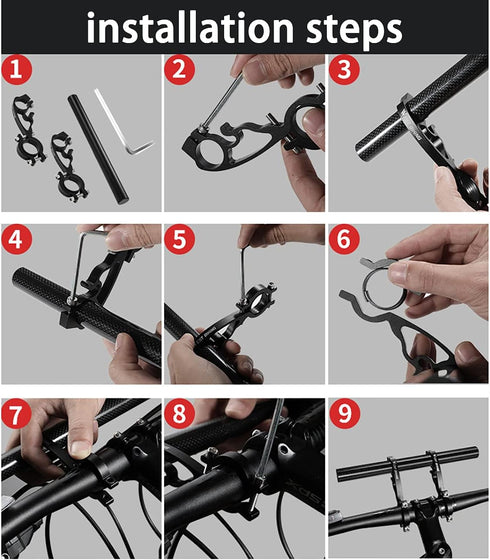 Bike Bicycle Double Handlebar Extender Extension,20 cm Aluminum alloy Super Long Bracket Accessories?For Bike Mounts,GPS Units, Headlights,Light L...