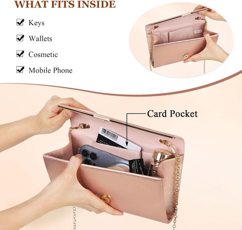 Ladies Evening Clutch Bag Envelope Handbag Prom Bridal Wedding Party Purse with Detachable Chain...