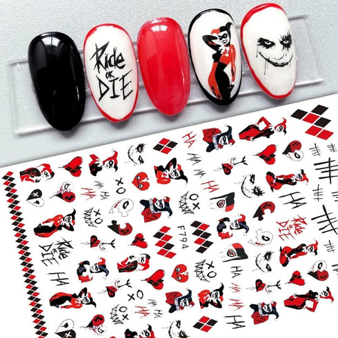 Halloween Nail Art Stickers Blood Nail Decals, 6 Sheets 3D Self Adhesive Halloween Nail Art Supplies Sticker Blood Scar Clown Eye Halloween Nail D...