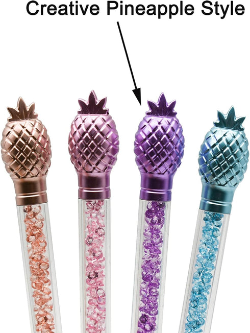 Maydahui 24PCS Pineapple Ballpoint Pen Retractable Fruit Pens Crystal Quicksand Bling Pen Black Ink for Party School Office Supplies...