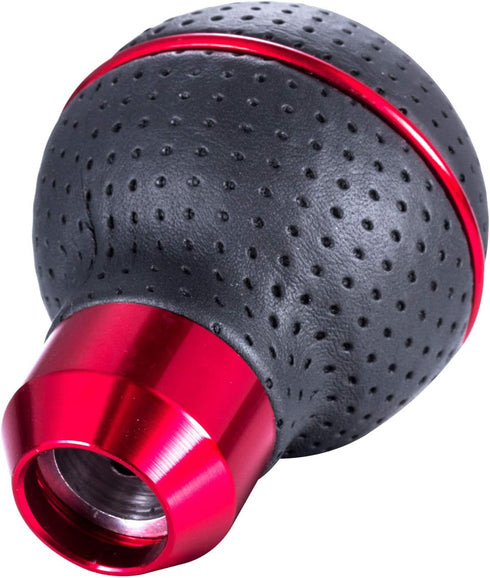 Arenbel 5 Speed Shifter Knobs Leather Car Gear Stick Lever Shift Ball Handle Replacement Fit Most Manual Vehicles, Red...