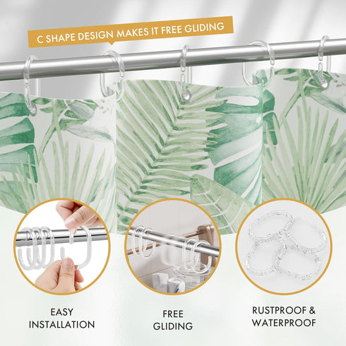 Amazer Plastic Shower Curtain Rings, Shower Curtain Hooks, 24 Pcs C Shaped Shower Hooks for Shower Curtain, Clear Shower Curtain Hooks for Bathroo...