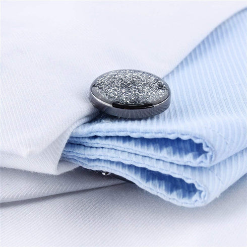 Diamond Dust Black Cufflinks for Mens Tuxedo Shirts - Business Gift Wedding Party Accessories…...