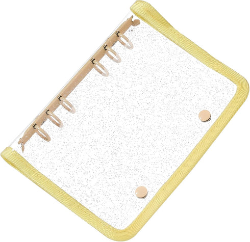 A6 Notebook Binder Cover, Soft PVC 6-Ring Binder Cover with Double Snap Button Glitter Loose Leaf Folder Protector for Refill Paper Budget Cash En...