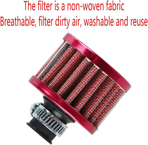 ESUPPORT Universal 12mm Mini Red Cone Cold Air Intake Filter Turbo Vent Breather Car...