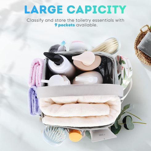 2 Pack Mesh Shower Caddy Portable for College Dorm Room Essentials, Shower Caddy Dorm with 8-Pocket Large Capacity,Shower Bag for Beach,Swimming,G...
