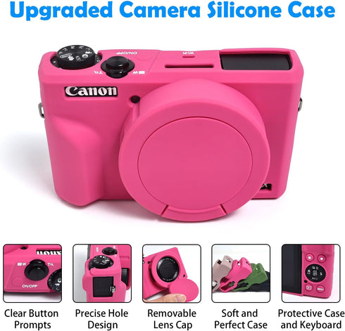 Camera Case for Canon Powershot G7 X Mark III Digital Camera, Silicone Soft Camera Case with Button Marker Removable Lens Cover Protective Body Sk...