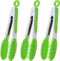 Mini Tongs with Silicone Tips 7 Inches Silicone Cooking Tongs, Set of 3 (Green)...