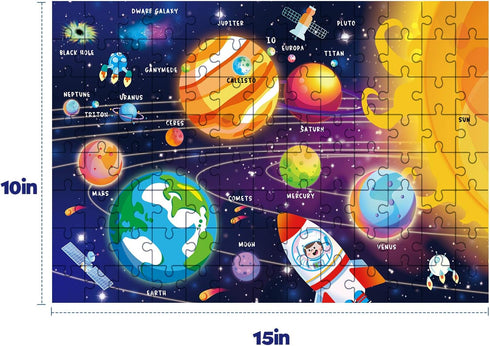 SYNARRY 100 Piece Puzzles for Kids, Space Puzzle for Kids Ages 4-8 Solar System Puzzle for Kids 3-5, 100 Pieces Puzzles for 3 4 5 6 7 8 Year Olds ...