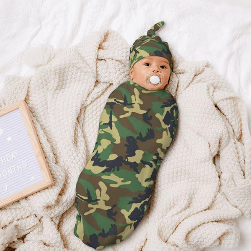 Camo Green Baby Stuff Swaddle Blanket soft and Stretchy Newborn Swaddle Blankets Sack Receiving Blanket with Beanie Hat Gift for Girls and Boys In...