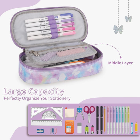 Pencil Case for Boys Girls,Large Capacity Multi-slot Kids Mark Pouch, Adult Big Pencil Bag with Zipper, Teens Large Storage Pencil Box for School ...