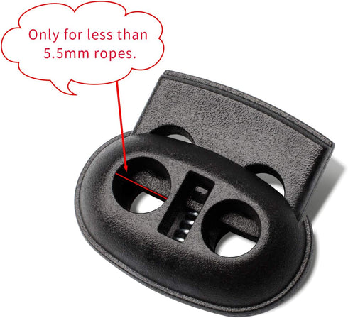 DYZD Plastic Cord Locks Spring Toggle Stopper Double Hole Cord Locks for Drawstring,Clothing, Shoelaces, Backpack, Lanyard(20PCS,Black)...