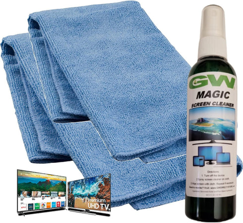 GW Deluxe Magic Screen Cleaner Kit for Samsung, LG, Sony, Ultra HD 4k HDR OLED TV, Laptop and Tablet Screens with 2 Premium Microfiber Cloths and ...