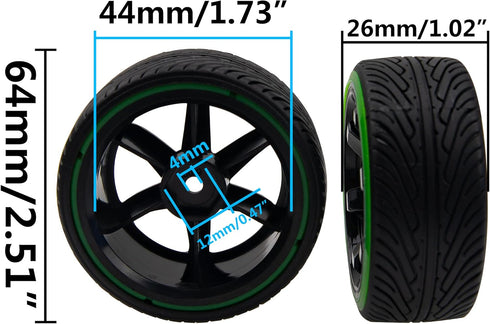 1/10 RC Drift Car Tires 12mm Hex Hub Wheel Rims & Hard Plastic Tyre 6 Spoke Compatible with Traxxas HSP Tamiya Kyosho HPI Redcat 1/10 On-Road RC D...